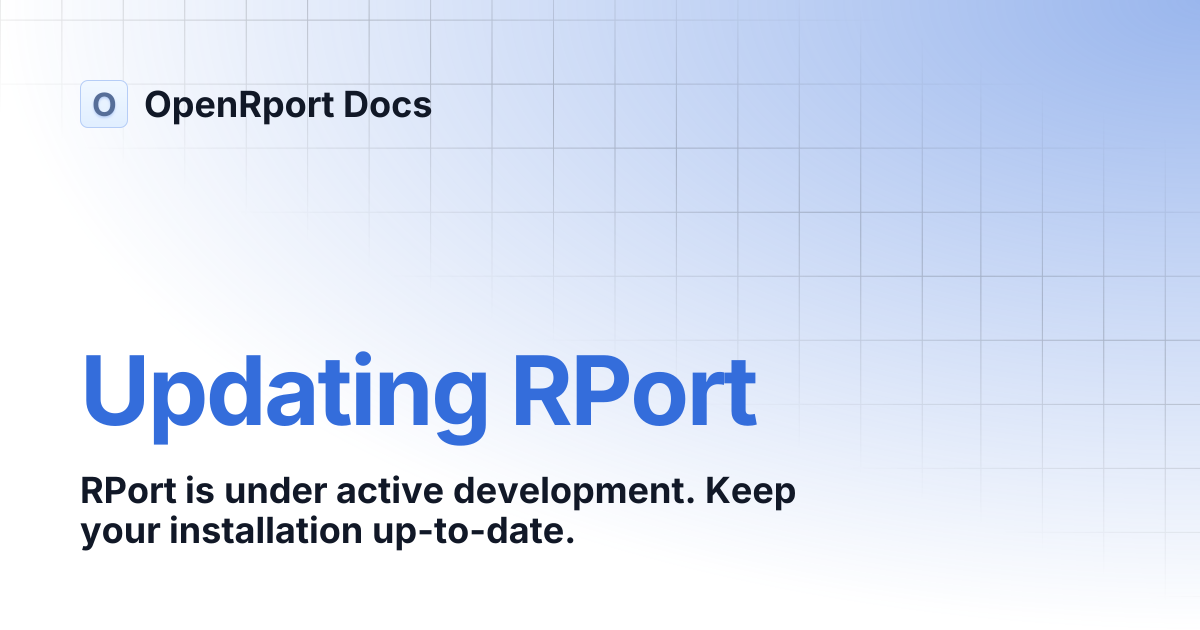 Updating RPort | OpenRport Docs